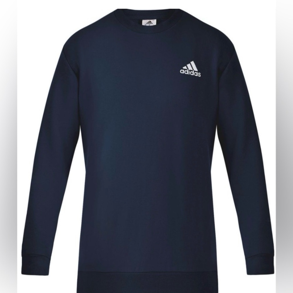 Men’s Adidas Blue Cozy Fleece Crew Neck Sweater Regular Fit Size 2XL Brand New!